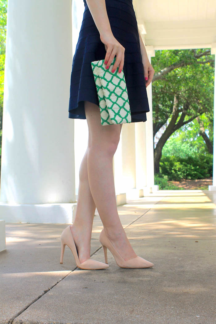 navy dress clutch