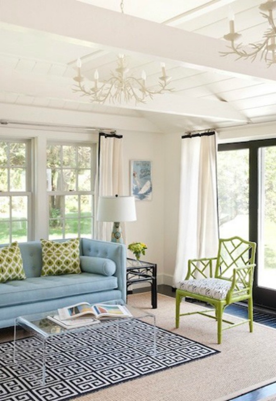 white-curtains-with-navy-trim-greek-key-rug-green-chippendale-chair