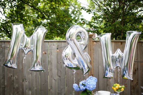design darling bridal shower silver letter balloons