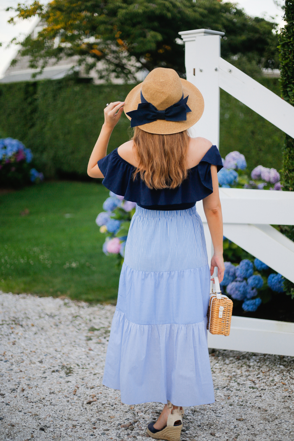 j crew striped ruffle maxi dress