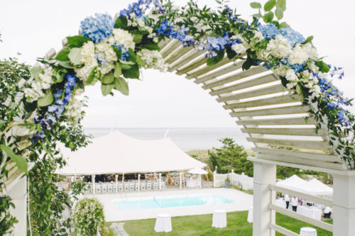 summer house nantucket arbor decorated for wedding