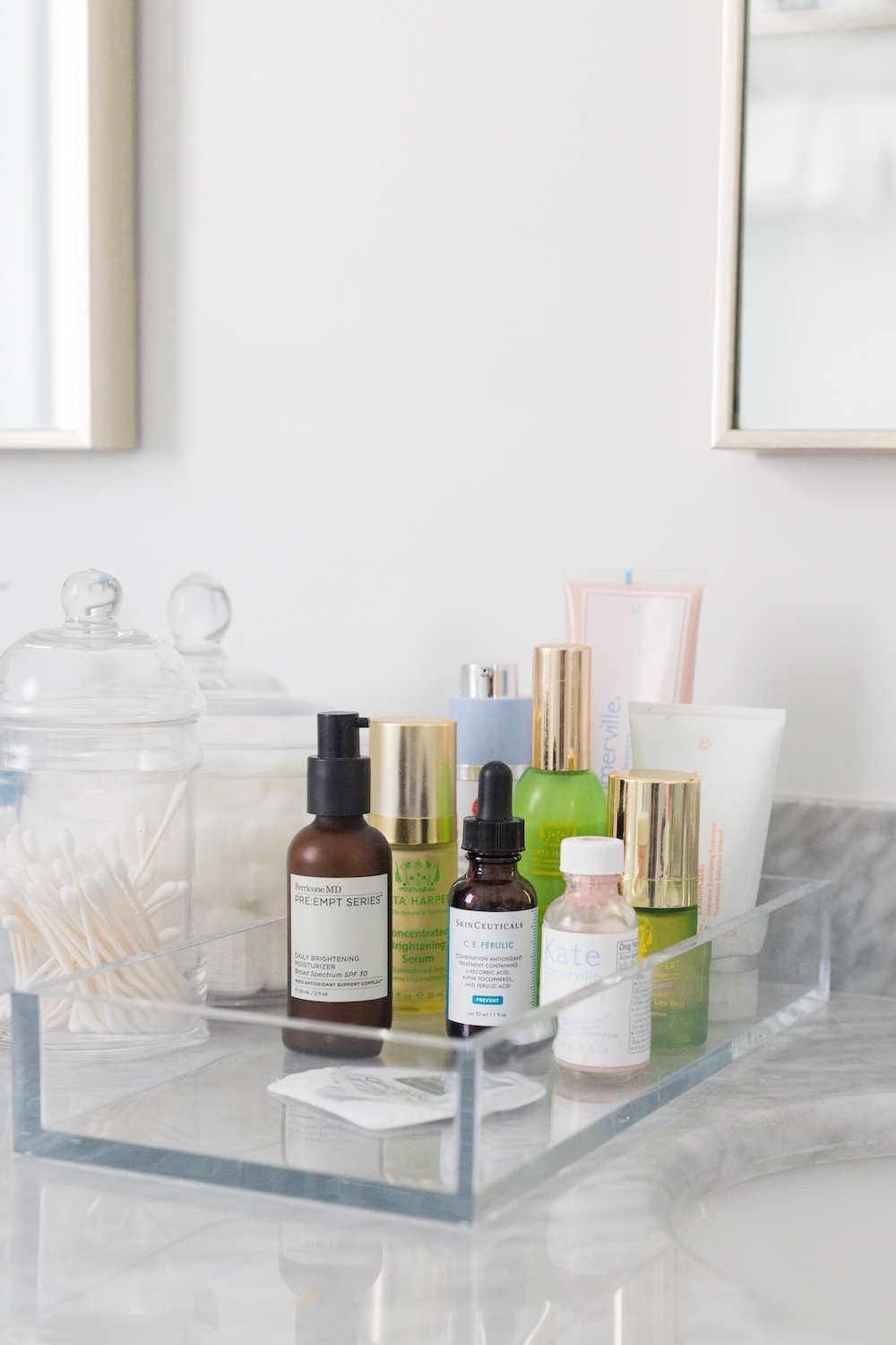 design darling skincare products in acrylic tray Design Darling