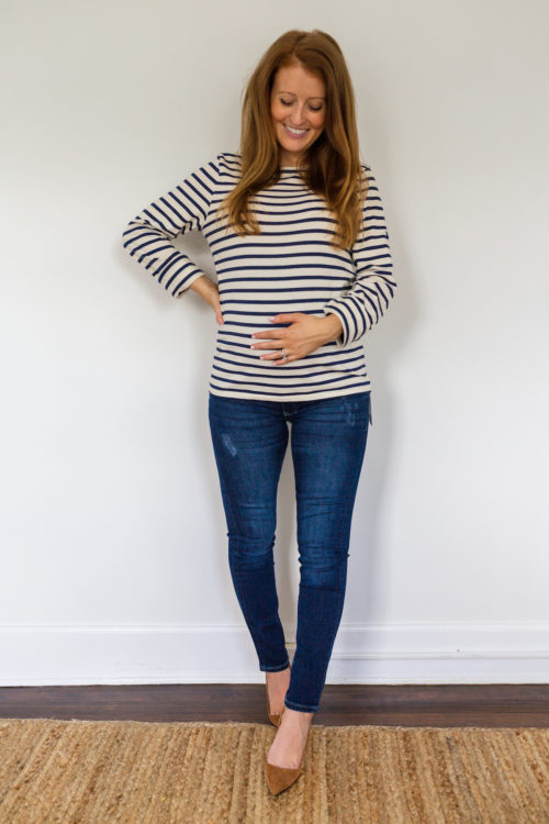 maternity jeans review H&M Mama skinny ankle jeans in dark denim blue 2
