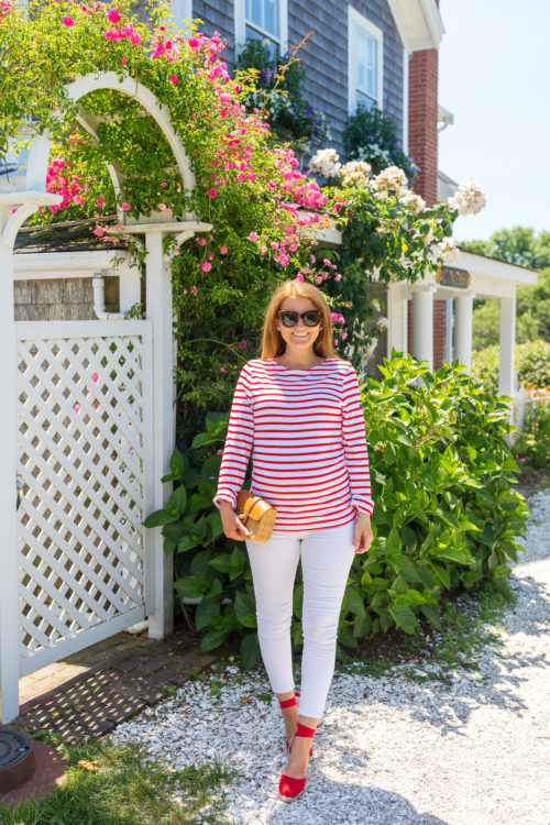 saint james minquiers moderne striped sailor shirt in white red castaner carina espadrilles in red on design darling