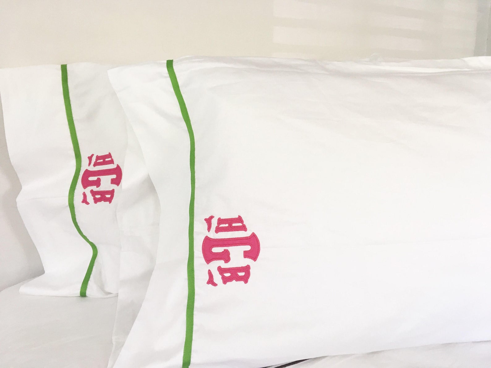 applique monogram pillow cases