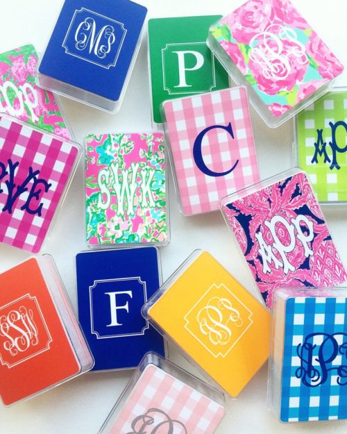 monogrammed playing cards