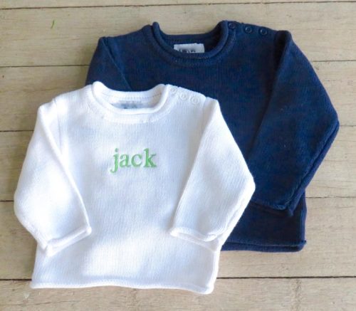 monogrammed baby rollneck sweater