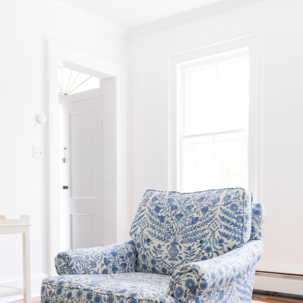 lee jofa sameera fabric in blue:indigo on armchair