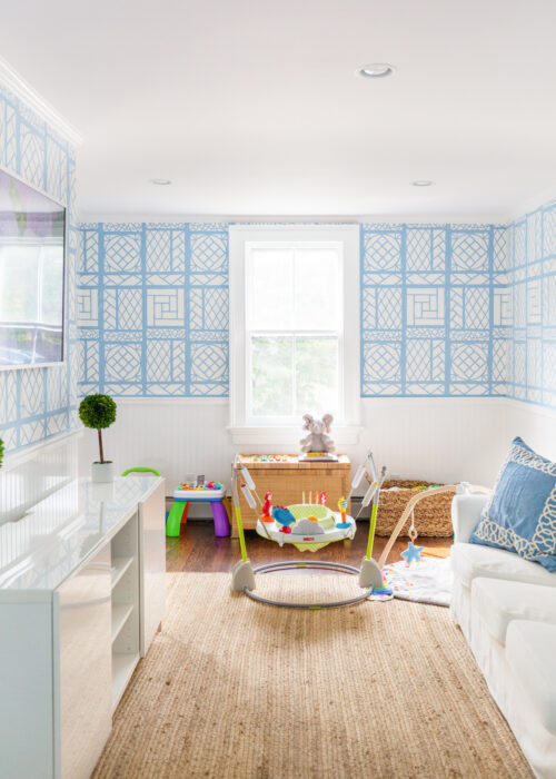 design darling playroom quadrille lyford trellis wallpaper french blue