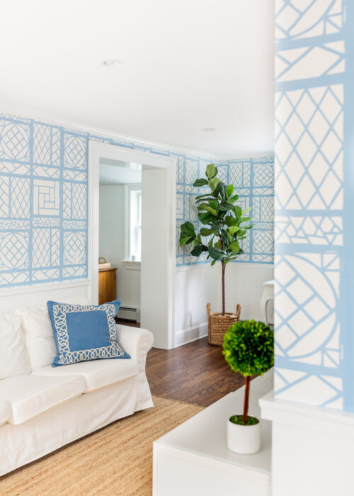 design darling playroom quadrille lyford trellis wallpaper french blue