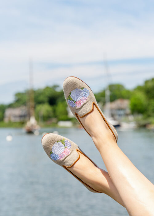 design darling x stubbs & wootton sea shell slippers in natural