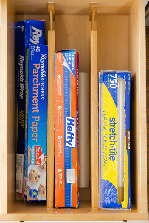 how to organize kitchen drawers with aluminum foil