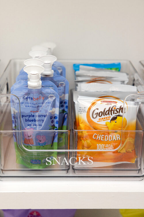 the home edit stacking pantry bin for organizing snacks