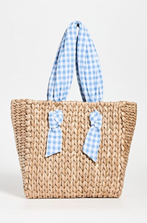 wicker bags for spring and summer - Pamela Munson petite Isla Bahia gingham bag