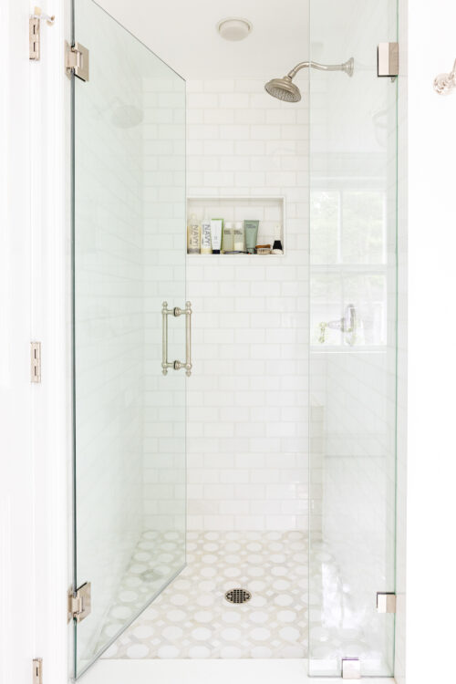 shower with onyx france lavita tile | Our Primary Bathroom Reveal